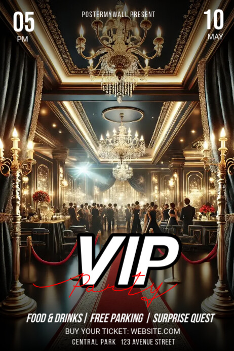 Black 3d Vip Party Poster Poster Template | PosterMyWall