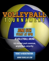 Black 3d Volleyball Tournament Instagram Portrait template