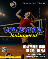 Black 3d Volleyball Tournament Instagram Portrait template
