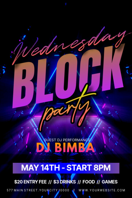 Copy of Black 3d Wednesday Block Party Poster | PosterMyWall