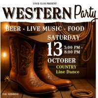 Black 3d Western Party Post Instagram template
