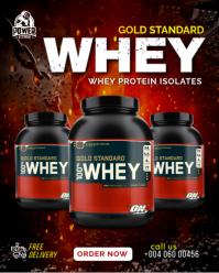 Black 3d Whey Protein Concentrate Powder Fitness Muscle Building Supplement Product Facebook Ads Fly Instagram Portrait template