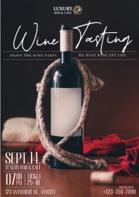 Black 3d Wine Tasting Pary A4 template