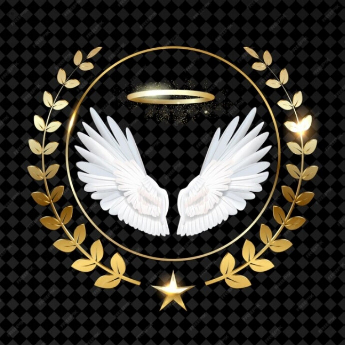 Black 3d Winged Laurel Wreath Logo Gold Insta Instagram Post template