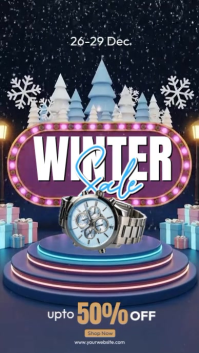 Black 3d Winter Sale Instagram Story template