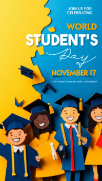 Black 3d World Student's Day Instagram Story template