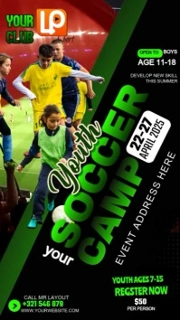 Black 3d Youth Soccer Camp  Instagram Story template