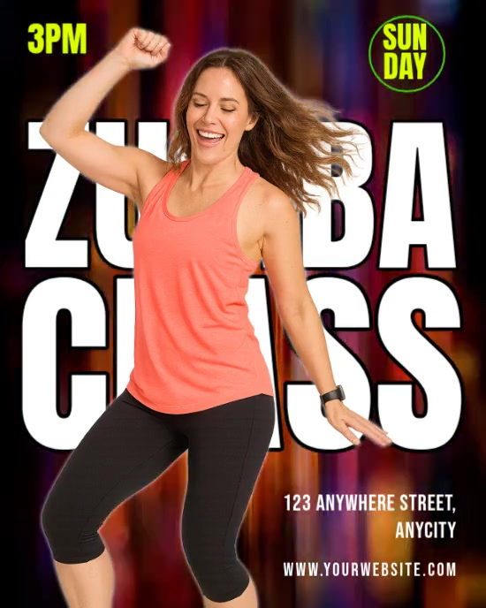 Black 3d Zumba Classes Instagram Portrait template