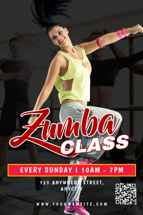 Black 3d Zumba Classes Poster template
