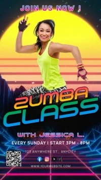 Black 3d Zumba Classes Tampilan Digital (9:16) template