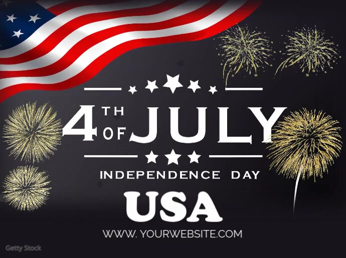 Black  4th Of July Celebration , Us Independence Day Video Yard Sign template
