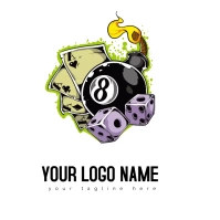 Black 8-ball bomb art Logo template