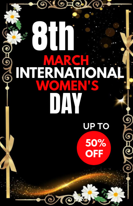 Black  8march Womens Day Half Page Wide Meia página larga template