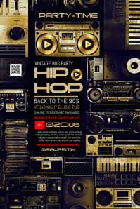 Black 90s Hip Hop Party Poster Template