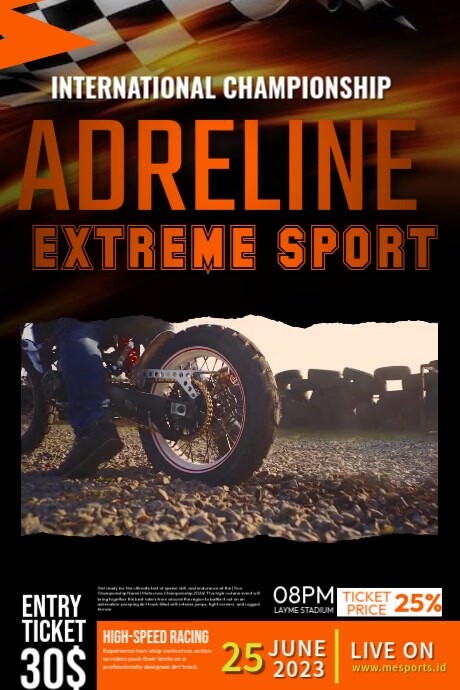 Extreme Racing Poster Plantilla de Black Abstract Adreline Extreme Sport Poster | PosterMyWall