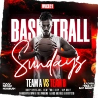 Black Abstract Basketball Sunday Ad Instagram Post template