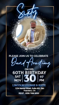 Black Abstract Birthday Invitation  Instagram Story template