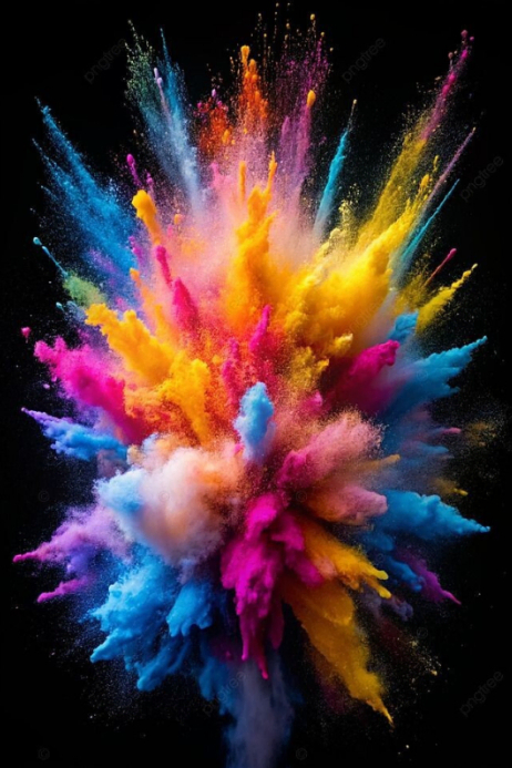 Black Abstract Colorful Paint Splatter Explosion Poster template