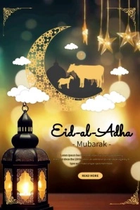 Black Abstract Eid Al Adha  Poster template
