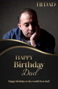 Black Abstract Fathers Birthday Wish Card  Half Page Wide template