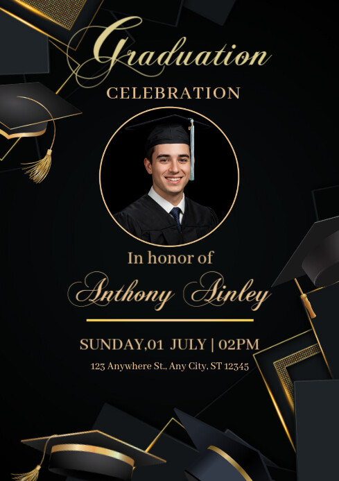 Copy of Black Abstract Graduation A4 | PosterMyWall