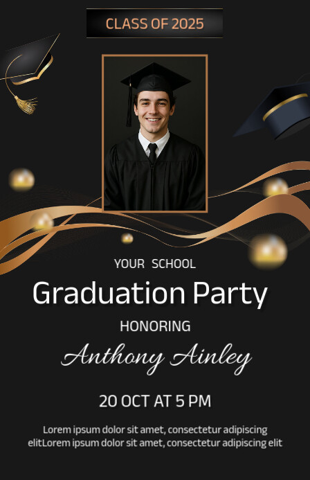 Copy of Black Abstract graduation party Half Page Wide | PosterMyWall