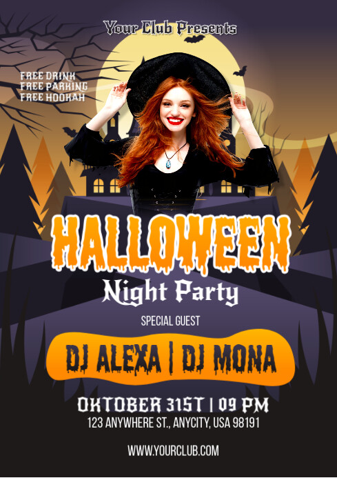 Black Abstract Halloween Night Party Event Poster Flyer A4 Template ...