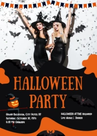 Black Abstract Halloween Party A6 template