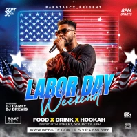 Black Abstract Labor Day Party Online Editable Template Instagram Post