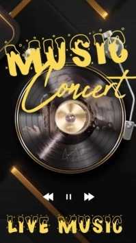 Black Abstract Live Music Concert Video  Digital Display (9:16) template