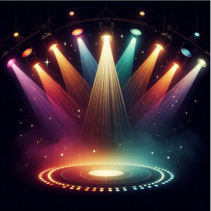 Black Abstract Multi-coloured Stage Light  Instagram Post template