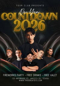 Black Abstract New Year Countdown Party A4 template