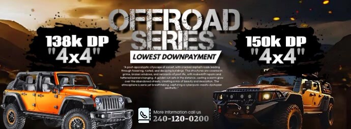 Black Abstract Off Road Truck Banner  Facebook Cover Photo template