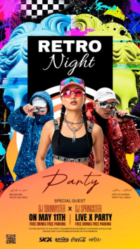 Black Retro Night Party Indaba yaku-Instagram Template