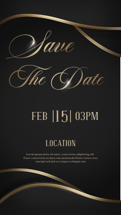 black  Abstract Save The Date Instagram Story template