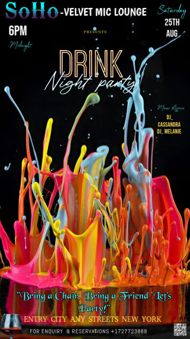 Black Abstract This Image Is A Vibrant And Energetic Flyer Design For A "drink Night Party" Instagra Instagram Story template