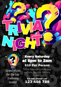 Black Abstract Trivia Night A5 template
