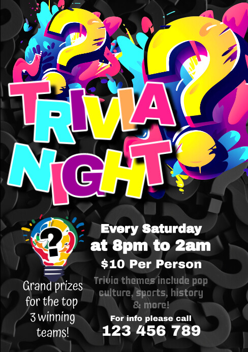 Copy of Black Abstract Trivia Night A5 | PosterMyWall