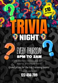 Black Abstract Trivia Night A5 template