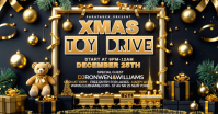 Black Abstract Xmas Toy Drive Event Flyer For Christmas Charity And Holiday Giving Facebook Shared I template