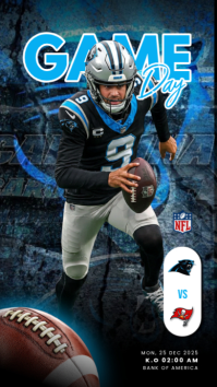 Black Abstrak American Football Game Day Instagram Story template