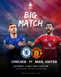 Black Abstrak Chelsea Vs Manchester United Instagram Portrait template