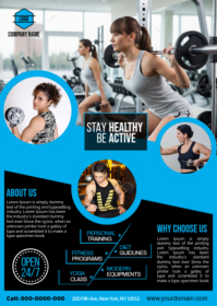 Black  Active Body Gym Poster A6 template