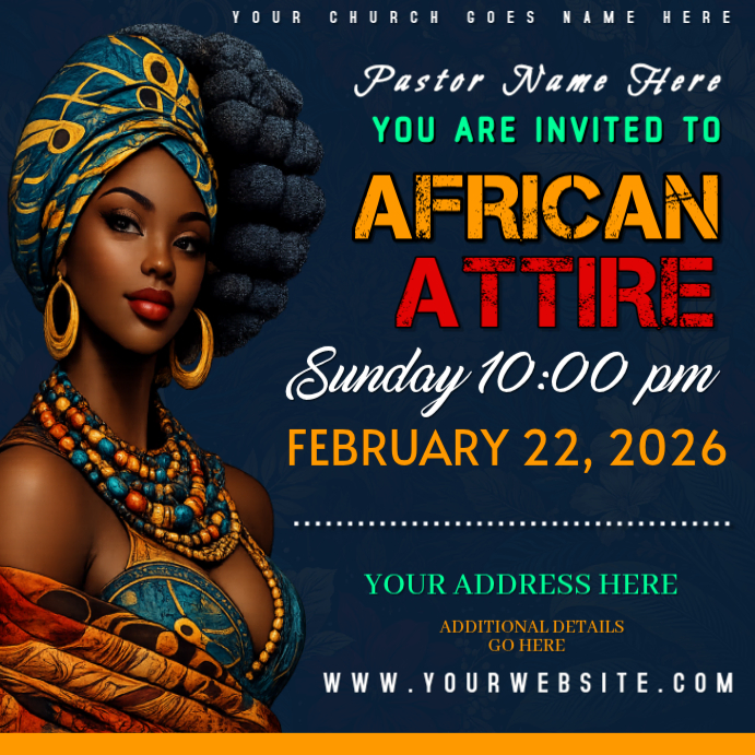 Black African Attire Church Event Instagram Post Template | PosterMyWall
