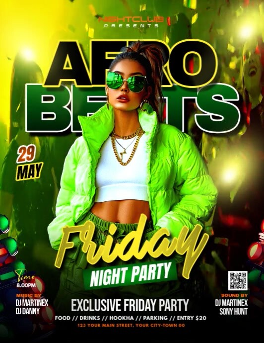 Copy of Black Afro Beats Friday Party Flyer (us Letter) | PosterMyWall