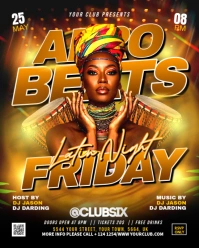 Black Afro Beats Larin Night Party Flyer Instagram Portrait template