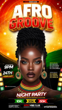 Black Afro Groove Night Party Digital Display Video template