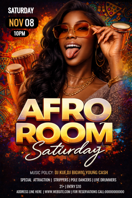 Copy of Black Afro Room Party Poster | PosterMyWall