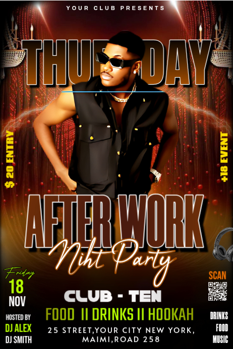 After Work Night Party Posters Template | PosterMyWall