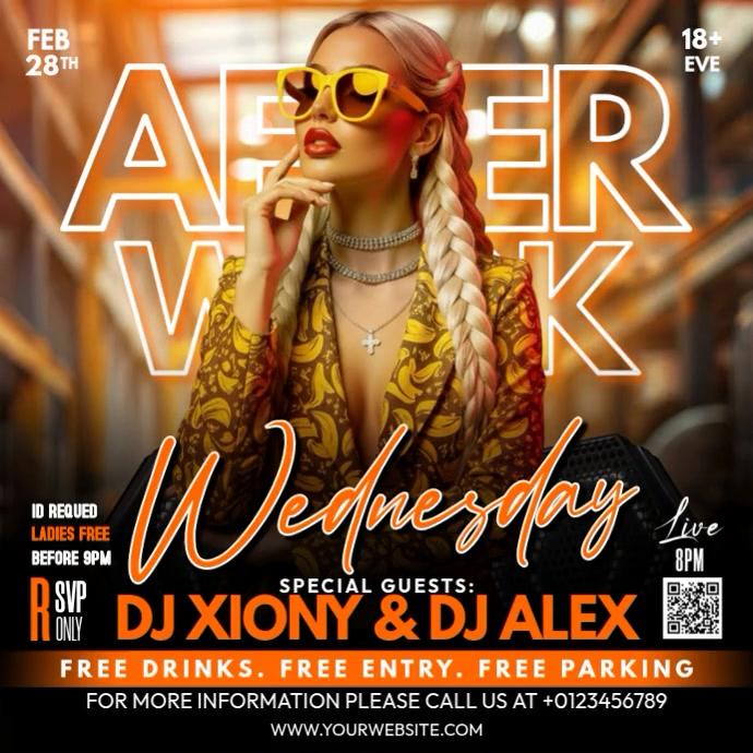 Black After Work Party Square Video Template | PosterMyWall